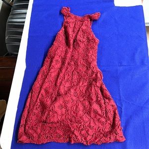 Abercrombie and fitch red dress, size 6 , zips up the side , clips back of neck